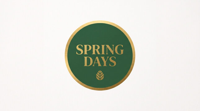 Badge vectoriel Spring Days avec bordure dor&eacute;e