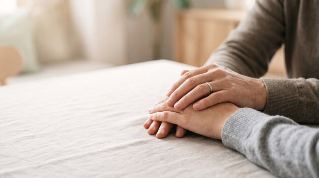 Mains superpos&eacute;es dans un geste de soutien psychologique