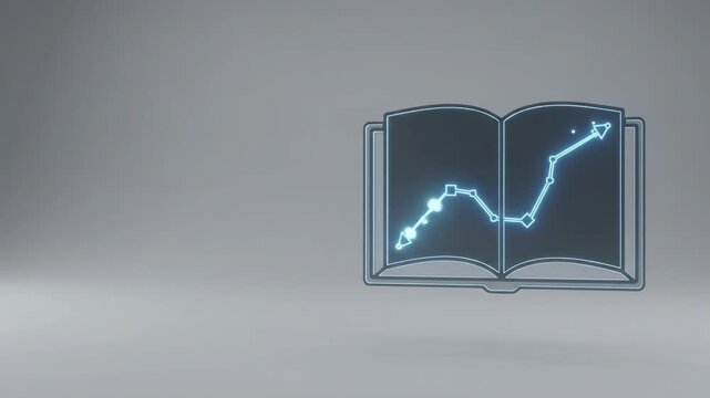 Open Book with Rising Analytics Graph Icon