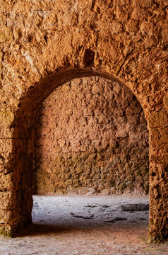Ibiza, Balearic Islands, Spain: stone arch and underground tunnel in Dalt Vila, the historic walled old town of Ibiza, serving as secret passage through the 16th-century Renaissance fortifications