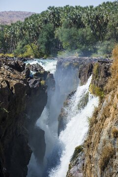Epupa Falls on the Kunene River, border between Angola and Namibia, Namibia