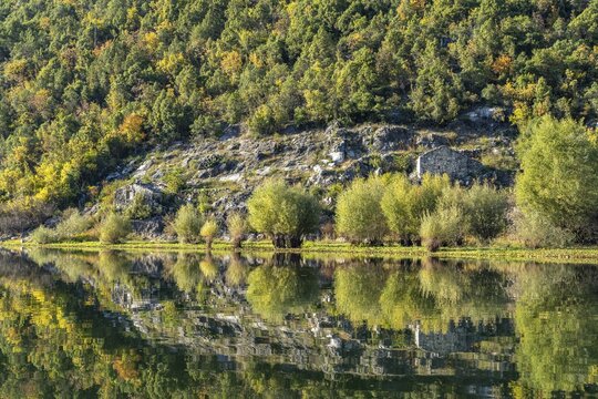 Landscape on the river Crnojevic near Rijeka Crnojevica, Montenegro