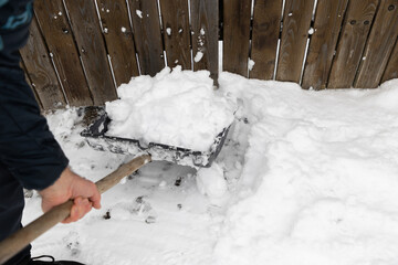 Fototapeta premium snow shoveling after snow storm