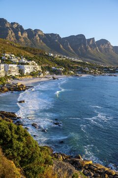 Beach at Clifton Beach, with Table Mountains, Blue Sea, Cape Town, South Africa