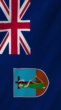 Montserrat flag waving in the wind 4K animation vertical video