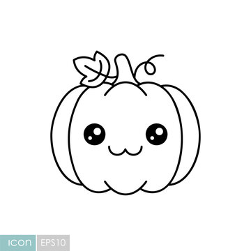 Cute Halloween pumpkin kawaii icon