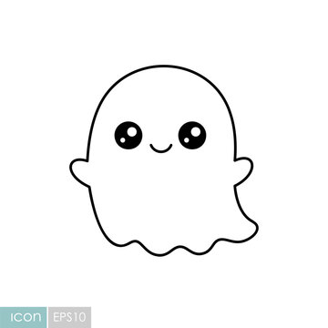 Cute Halloween ghost kawaii icon