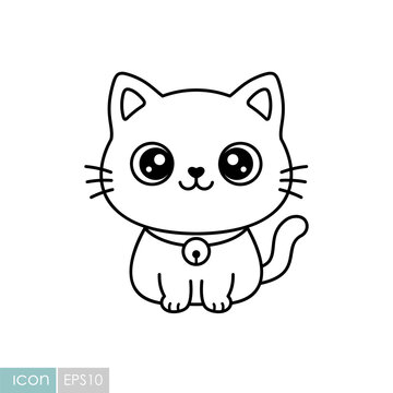 Cute Halloween black cat kawaii icon