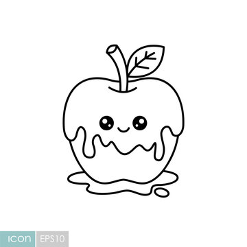 Cute Halloween candy apple kawaii icon