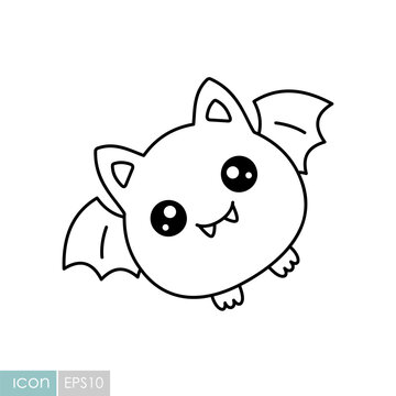 Cute Halloween bat kawaii icon
