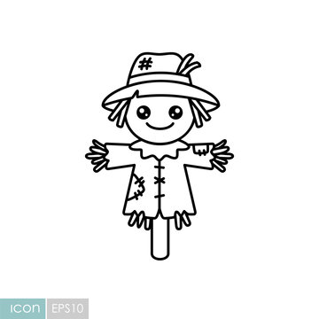 Cute Halloween scarecrow kawaii icon