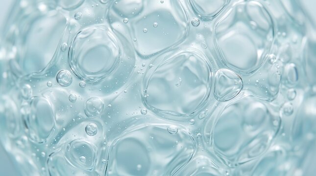 Translucent Aqua Hydrogel Texture with Rounded Cavities and Suspended Microbubbles