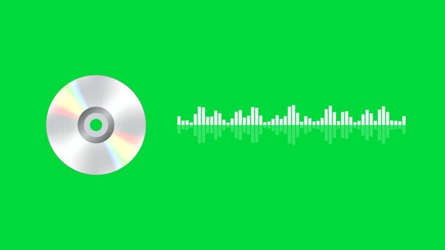 Digital Audio Playback with Sound Equalizer and CD on Green Screen 4k Animation