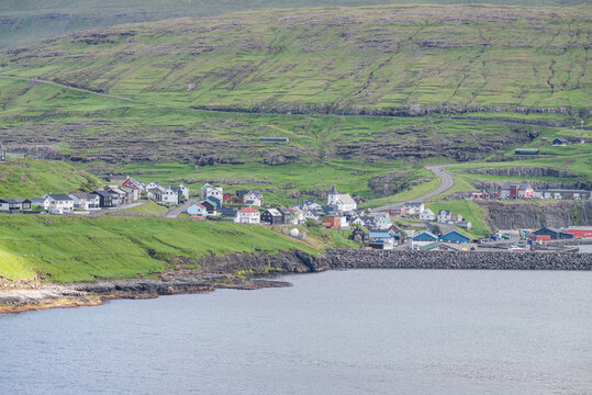 town of Eidi on island of Eysturoy in the Faroe Islands