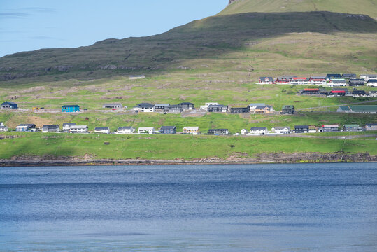 town of Eidi on island of Eysturoy in the Faroe Islands
