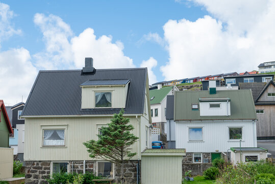 town of Eidi on island of Eysturoy in the Faroe Islands