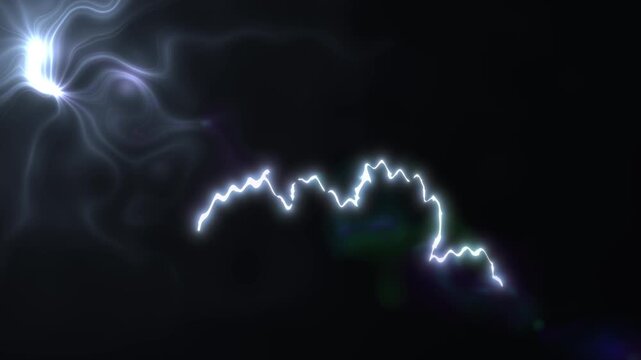 Realistic blue lightning storm with powerful thunder flashes, glowing electric energy streaks, dynamic plasma explosion and cinematic thunderbolt strike effect on black background, seamless 4K loop