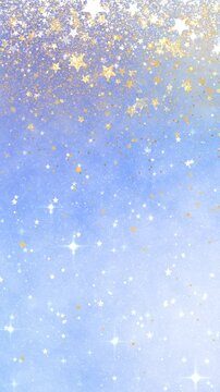 Dreamy Golden Starfall Across a Soft Icy Blue Sparkling Night Sky Background. (160)
