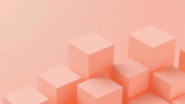 Pastel Coral Geometric Cube Pattern Background with Minimalist 3D Blocks and Soft Lighting