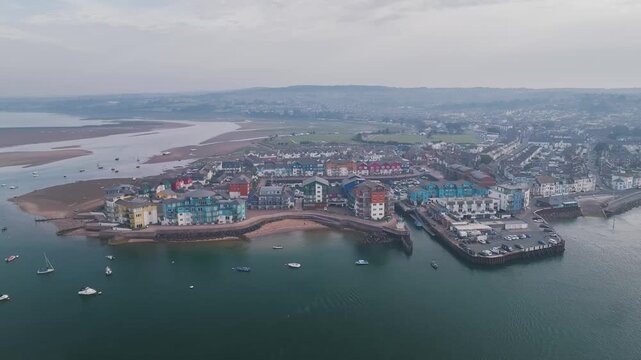 Exmouth and River Exe Dawlish Warren from a drone, Devon, England, United Kingdom