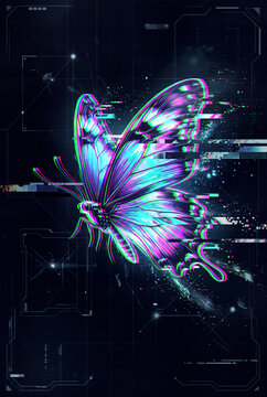 Glitch butterfly chromatic aberration