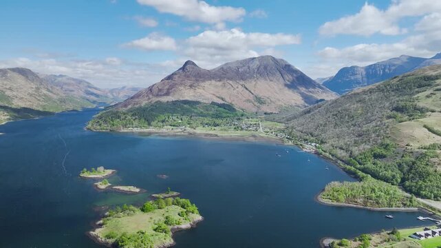 Loch Leven from a drone, Glencoe, Highland, Scotland, United Kingdom