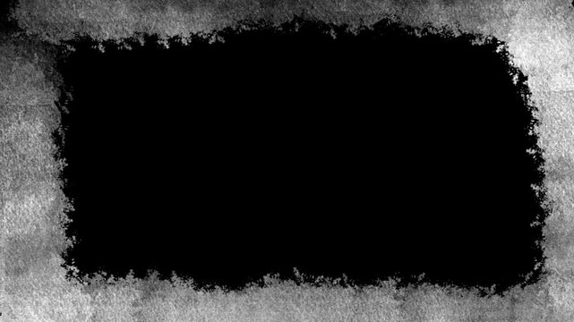 Distressed grungy top and bottom border frame overlay with rough texture on black background.