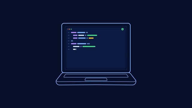 Laptop with a code editor showing programming lines being typed and a software preview window, for themes of coding, software development, web programming and technology work.