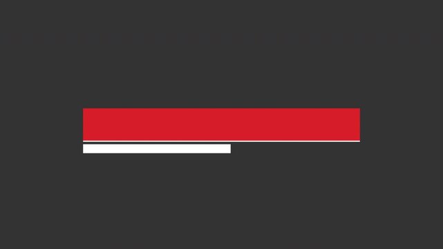 Thin white line grows into a red lower third bar with a white subtitle strip