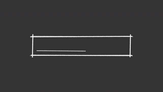 Hand drawn white chalk box lower third sketched line by line with a wobbling stroke