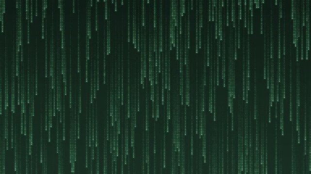 Falling digital code rain glowing streaks seamless loop in deep green tones