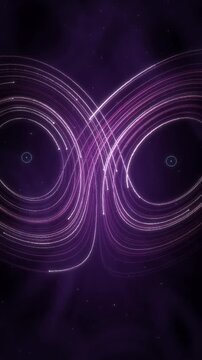 Lorenz Strange Attractor Butterfly Weaving Through 3D Phase Space seamless loop in deep magenta tones vertical 9:16