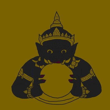 king of queen.Thai Giant Demon Character Vector Illustration, Traditional Mask Art