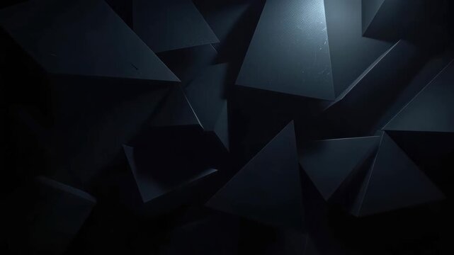 Dark Blue Geometric Triangle Pattern with Abstract Polygon Shapes and Angular Depth