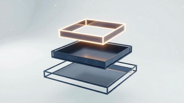 Three Stacked Interface Cards on White Background