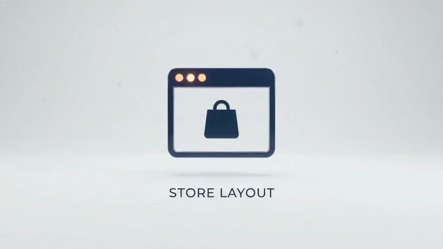 Store Layout Browser and Shopping Bag on White
