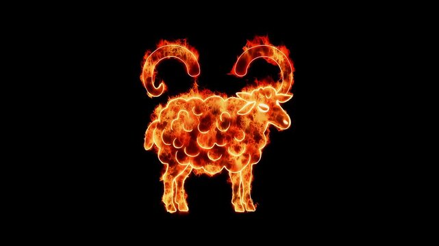 Fiery Aries Ram Symbol 4K Generative AI