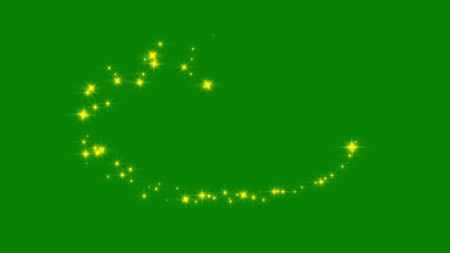 Golden circular star dust loop and sparkling magic ring motion graphics with chroma key on green screen background