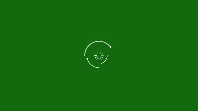 Elastic overlapping ring spinner animation green screen loading progress motion loop symbol buffering