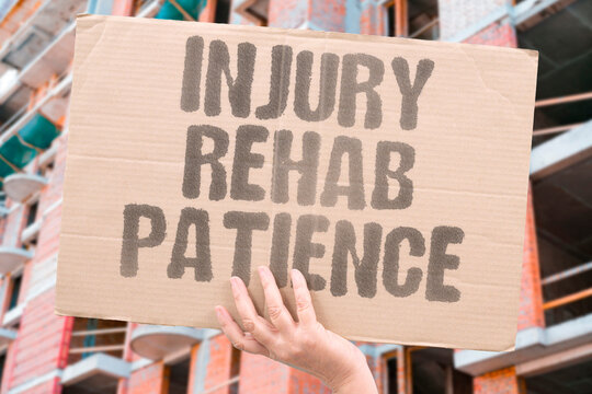 "Injury rehab patience" Athletes endure slow gym sessions and setbacks while rebuilding strength after serious damage. INJURY. REHAB. PATIENCE. ATHLETES. RECOVERY.