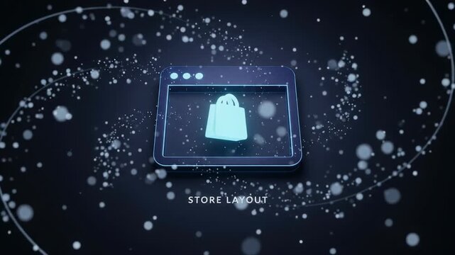 Compact Store Layout Browser and Shopping Bag Icon on Dark