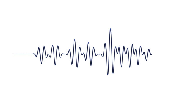 3D Render of an audio waveform illustration on a white background.