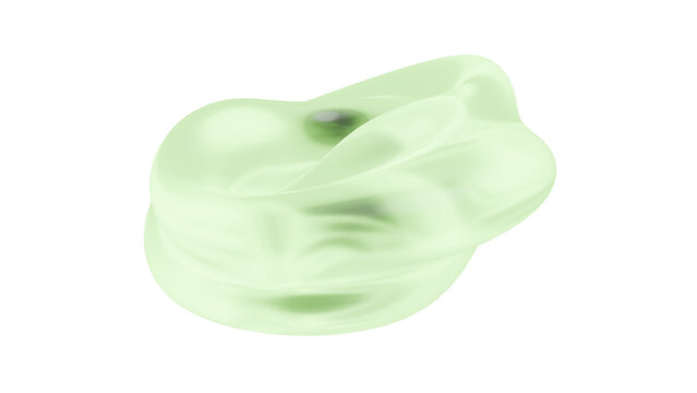 3D Render of a smooth, glowing green blob shape on a white background.