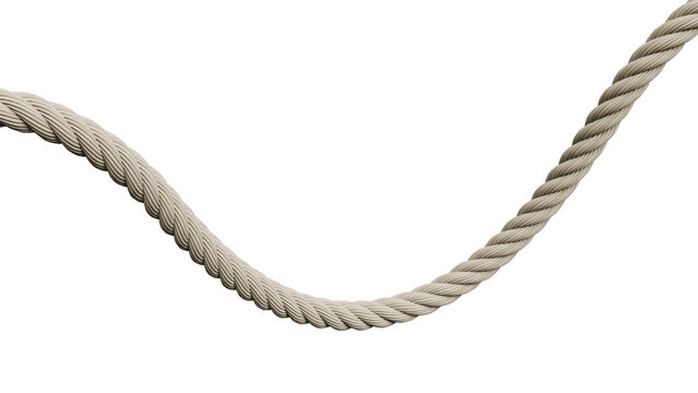 3D Render of a twisted natural fiber rope against a white background