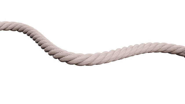 3D Render of a twisted white rope against a white background