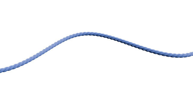 3D Render of a Curved Blue Rope Isolated on white background