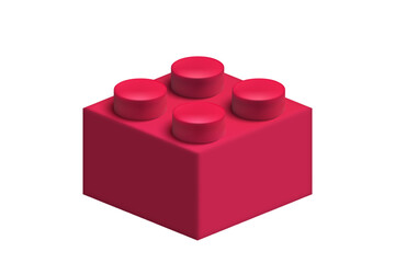 Naklejka premium Realistic pink plastic constructor part 2x2 isolated on transparent background. Vector illustration png