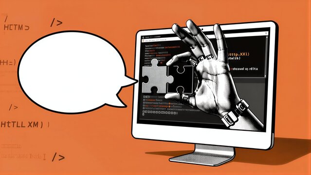 A close-up of a person's hand interacting with a computer screen displaying code
