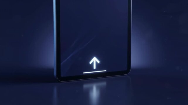 Smartphone with Upward Navigation Arrow on Dark