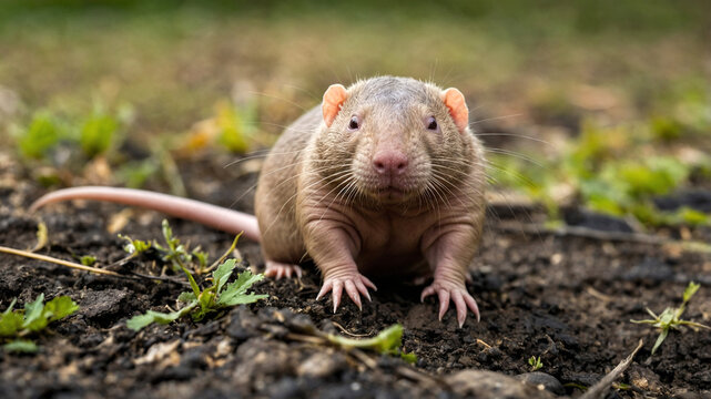 mole rat on the grass